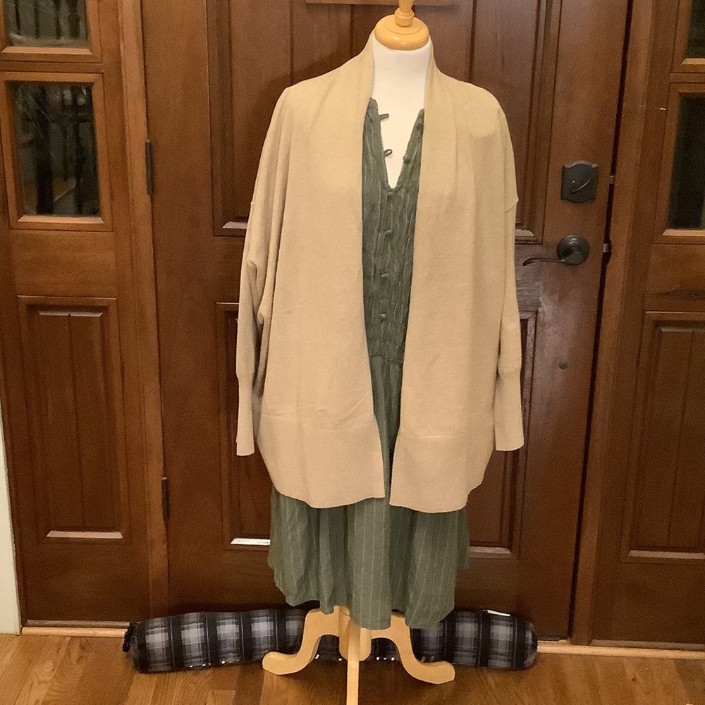 Elegant Beige Women's Cardigan & Olive Dress